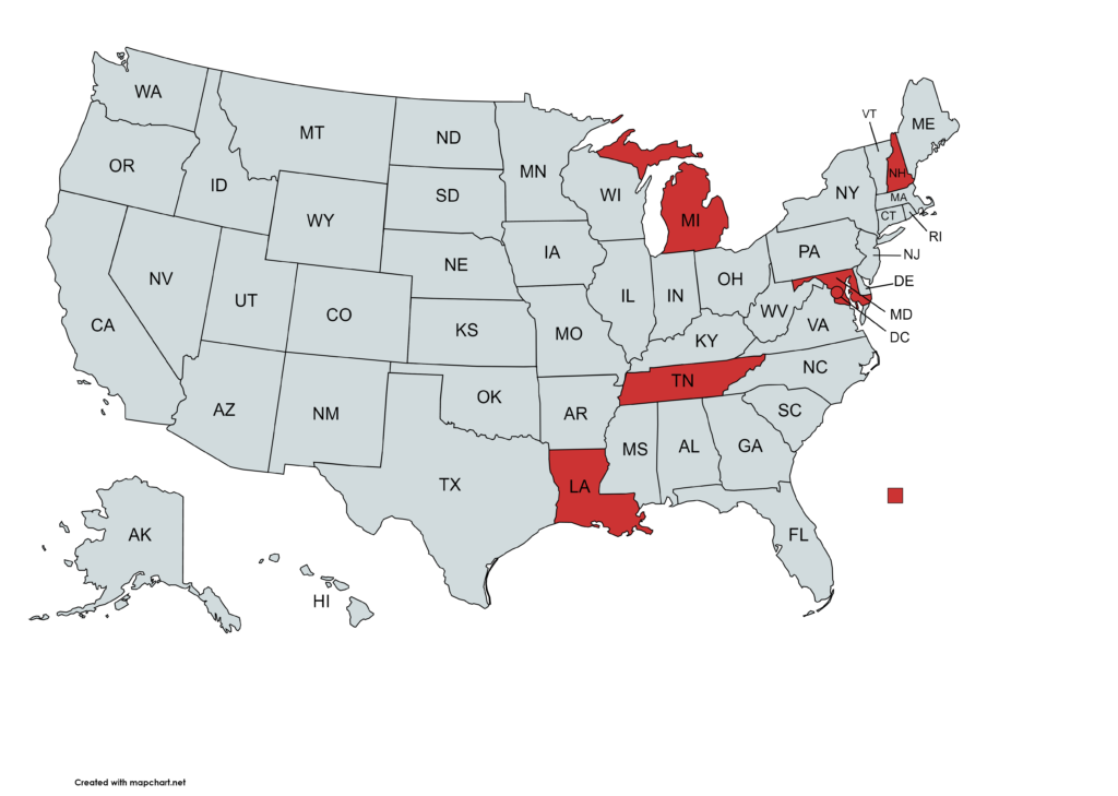 USA MAP STATES LOANS AVAILABLE